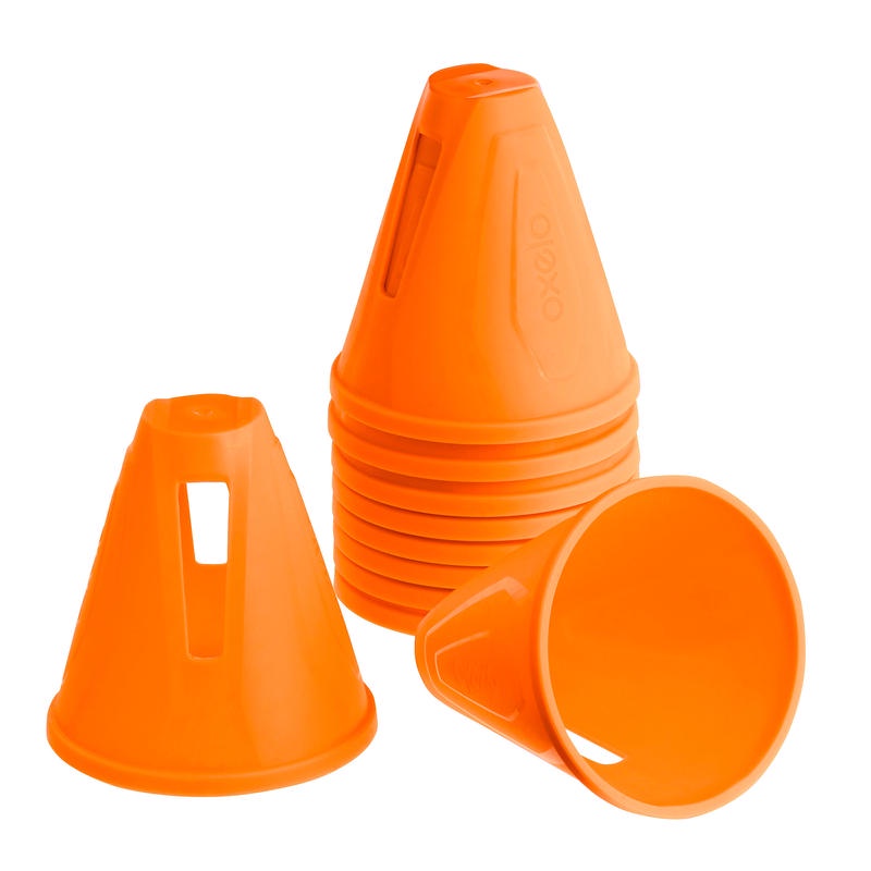 SET KERUCUT SLALOM AND FREESTYLE SEPATU RODA SKATEBOARD INLINE SKATING SLALOM CONES 10-PACK OXELO