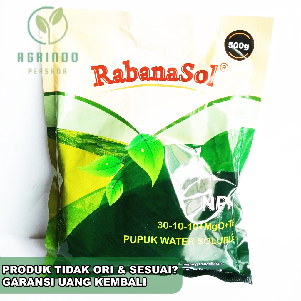 Pupuk NPK Rabanasol Hijau 500 gram pupuk semprot water solube NPK Rabanasol 30-10-10+TE isi 500 gram