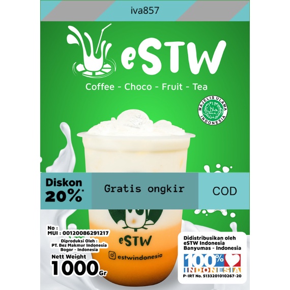 

PROMO ESTW THAI TEA 1000 gr / BUBUK MINUMAN THAI TEA 1000 gr GRATIS ONGKIR