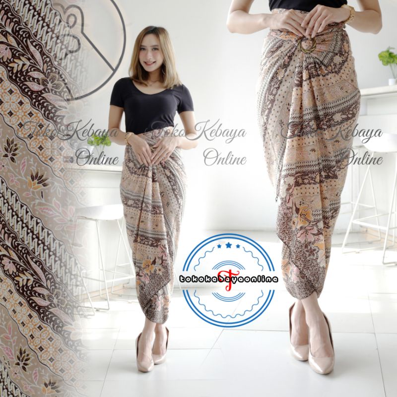 rok lilit batik / rok lilit batik kain lilit murah / lilit batik modern / 20 motif-brown orange