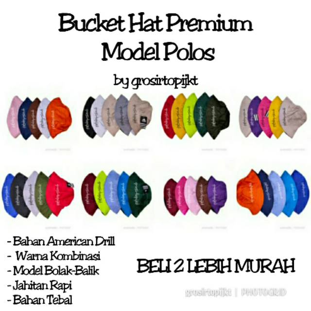 Topi Bucket Hat Premium Polos - Topi Bucket Polos - Topi Korea - Topi Tani Topi Pantai - Bucket Hat