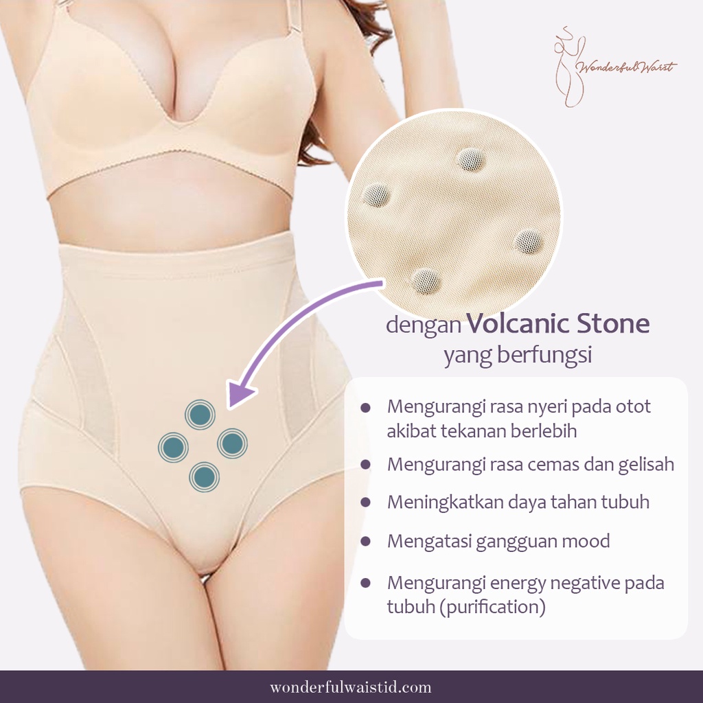 High-waist shaping pants dengan batu Volcanic untuk penunjang diet, Celana dalam peramping dan langsing setelah melahirkan caesar, Celana dalam pelangsing efektif, Celana dalam shaper, atau pembentuk pinggul, dan peramping perut Wonderful waist