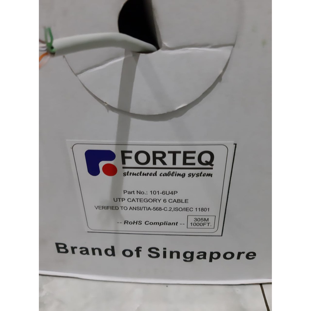 Kabel Lan Cat6e UTP Copper Indoor Merk FORTEQ Kabel Lan Siap Pakai 20m