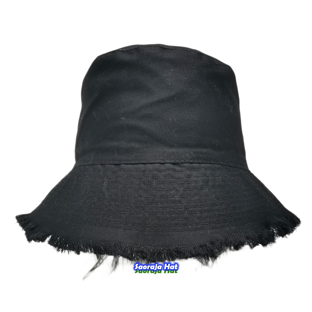 Topi Bucket Rawis Pria dan Wanita Dewasa Banyak Warna Bucket Hat Ripped Korean Style