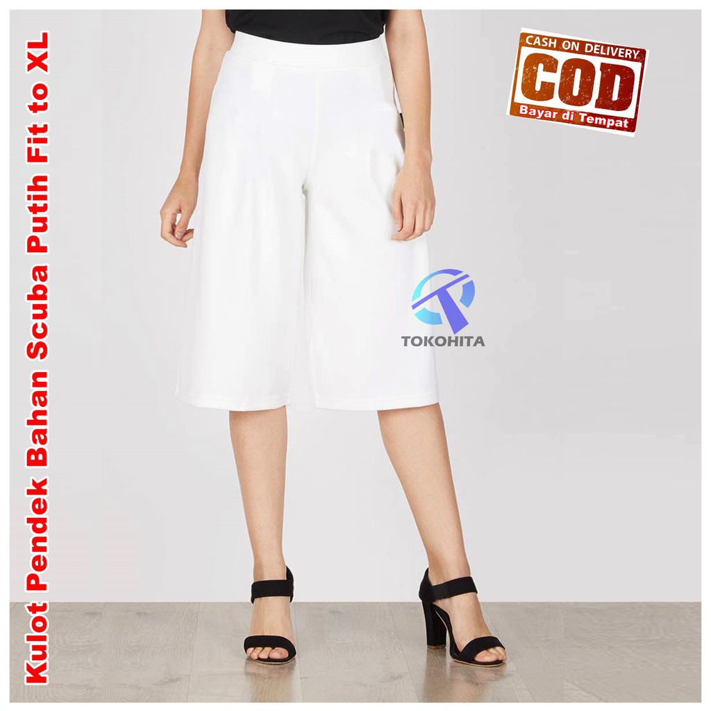 Morashop Celana Kulot Pendek Bahan Scuba, Celana Dewasa 7/8 Fit to XL-2