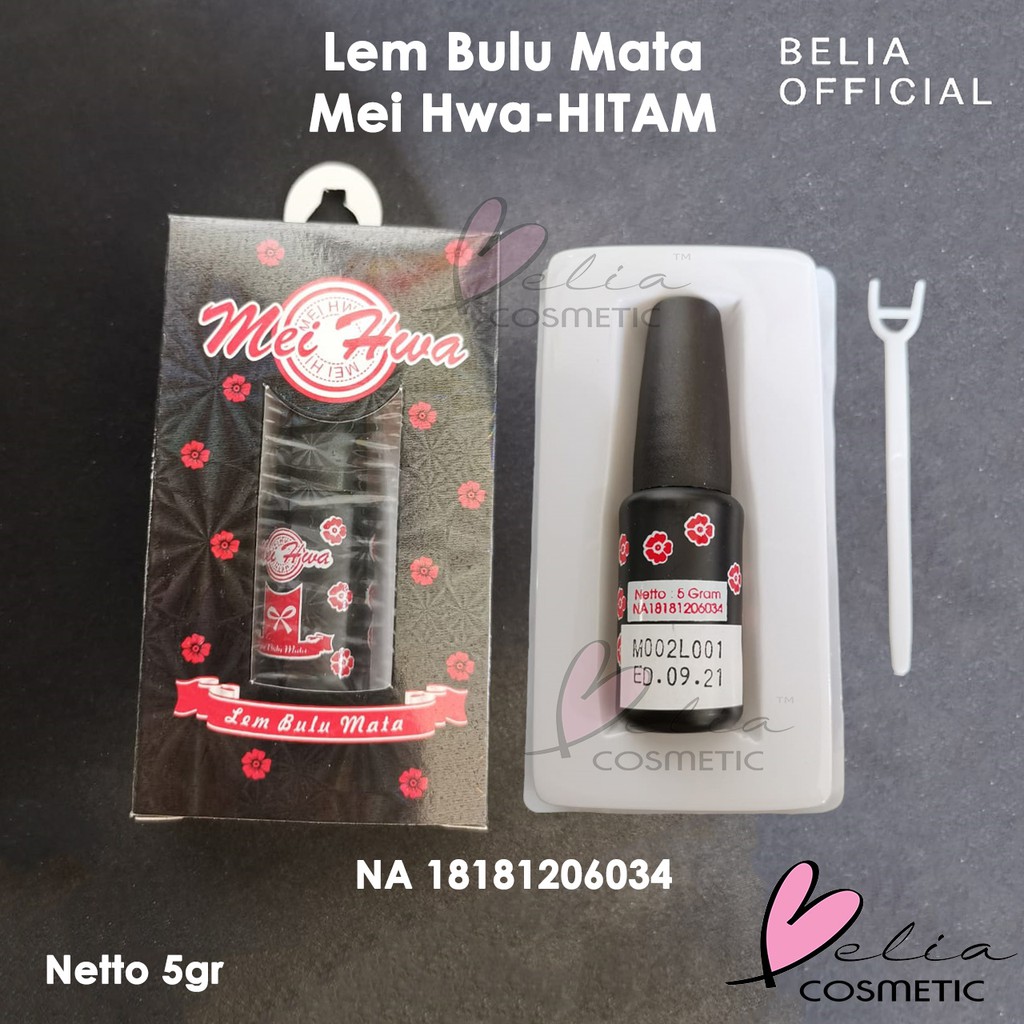 ❤ BELIA ❤ MEIHWA (✔️BPOM) Lem Bulu Mata HITAM PUTIH 5gr ( eyelash glue putti ) MEI HWA HUA