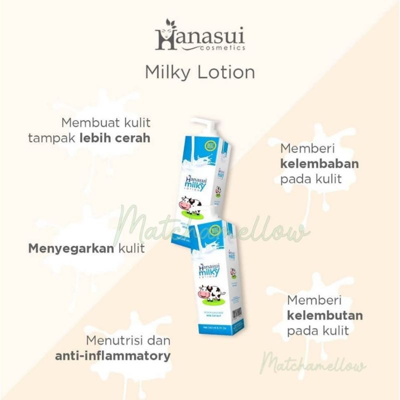 HANDBODY SUSU SAPI PEMUTIH BADAN PERMANEN - LOTION PEMUTIH TUBUH HANASUI NEW GLUTA MILKY BPOM