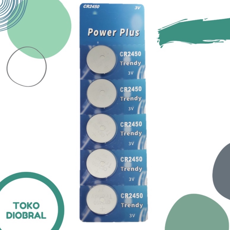 Baterai Kancing Jam CR2450 3V Trendy 5biji