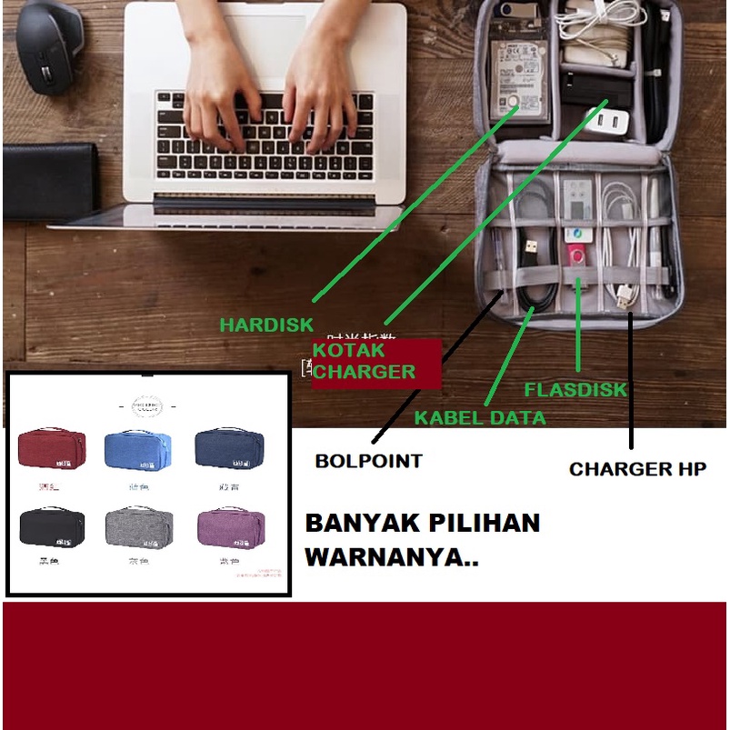 TAS LAPTOP CESAN USB Cable Pouch - Tas Charger Portable Tempat Kabel carger Hp Travel