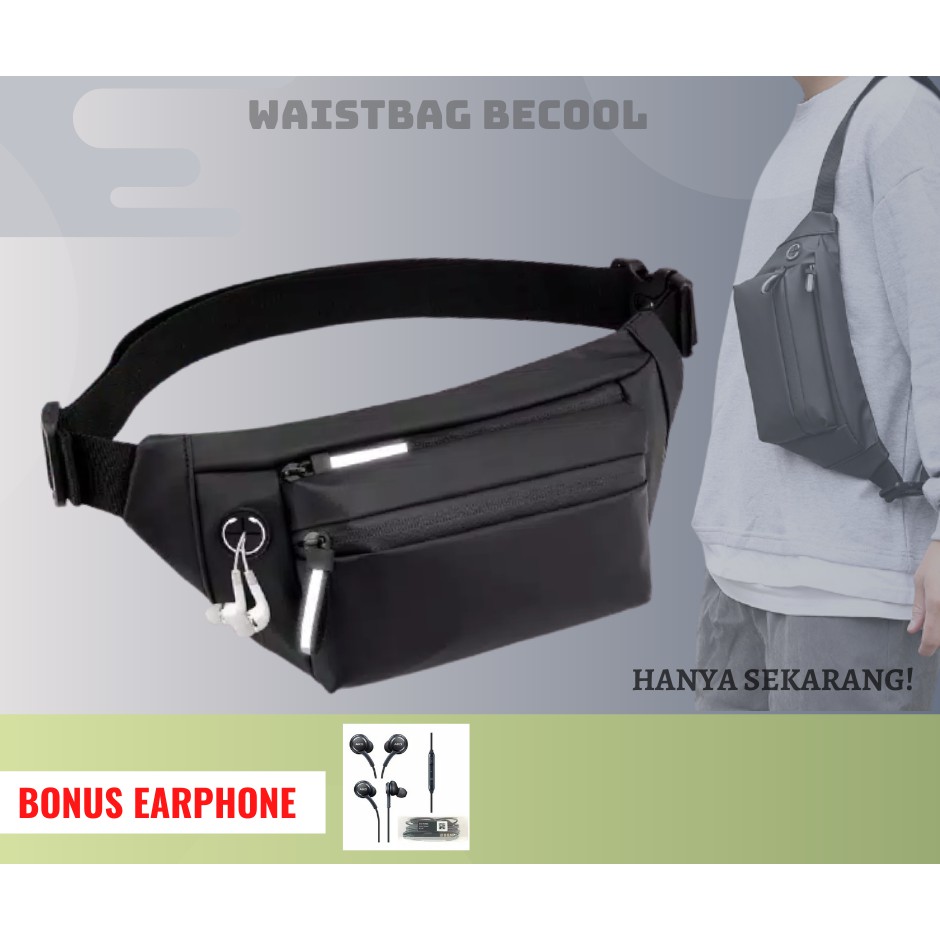 Tas Selempang Pria Waistbag Pria Anti Air Original [HITAM]