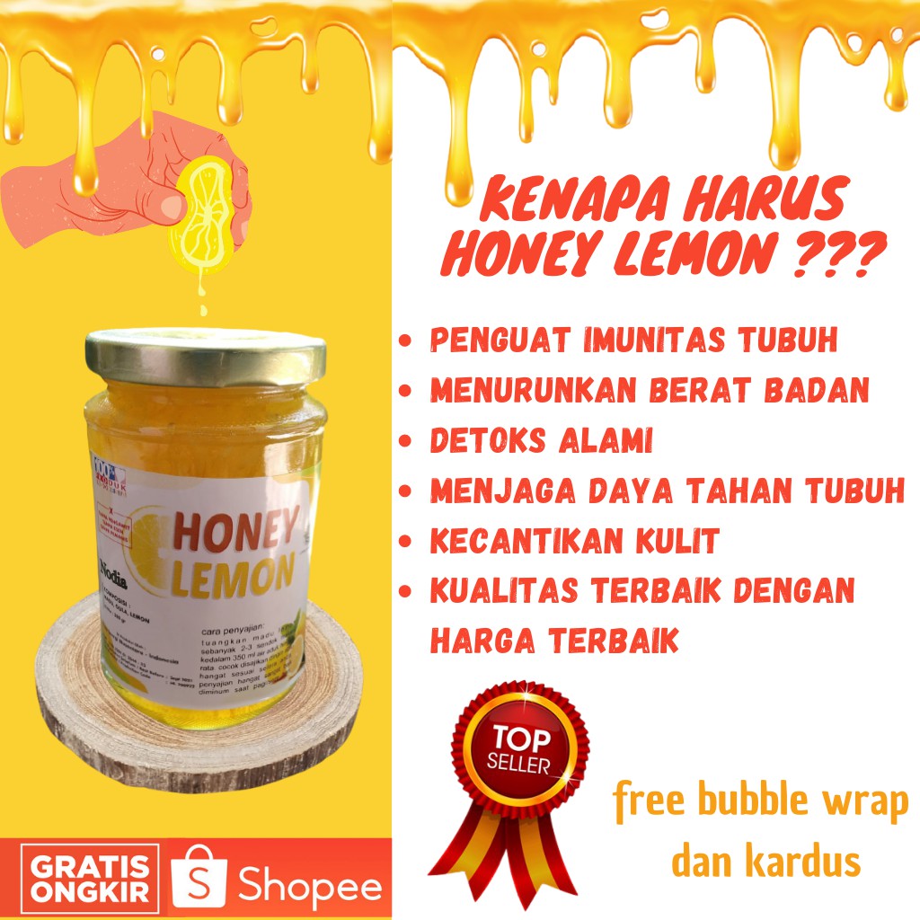 

MADU LEMON 700 gr , HONEY LEMON (madu dengan irisan lemon asli yang bisa di makan)