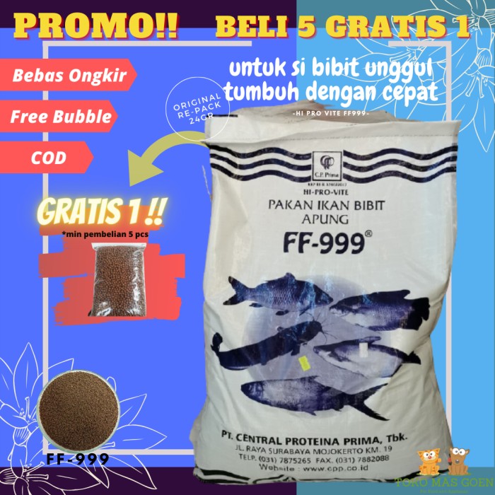 Pakan Makanan Pelet Cupang Lele Nila Gurame Mas KOI Burayak 24gr FF999