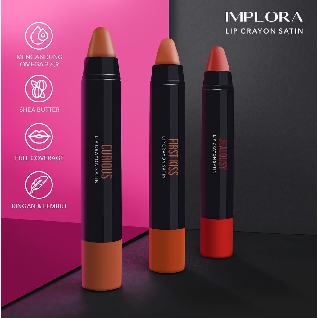 IMPLORA LIP CRAYON BPOM 100% ORIGINAL SATIN 3,5 GR  [SWEETSPACE]