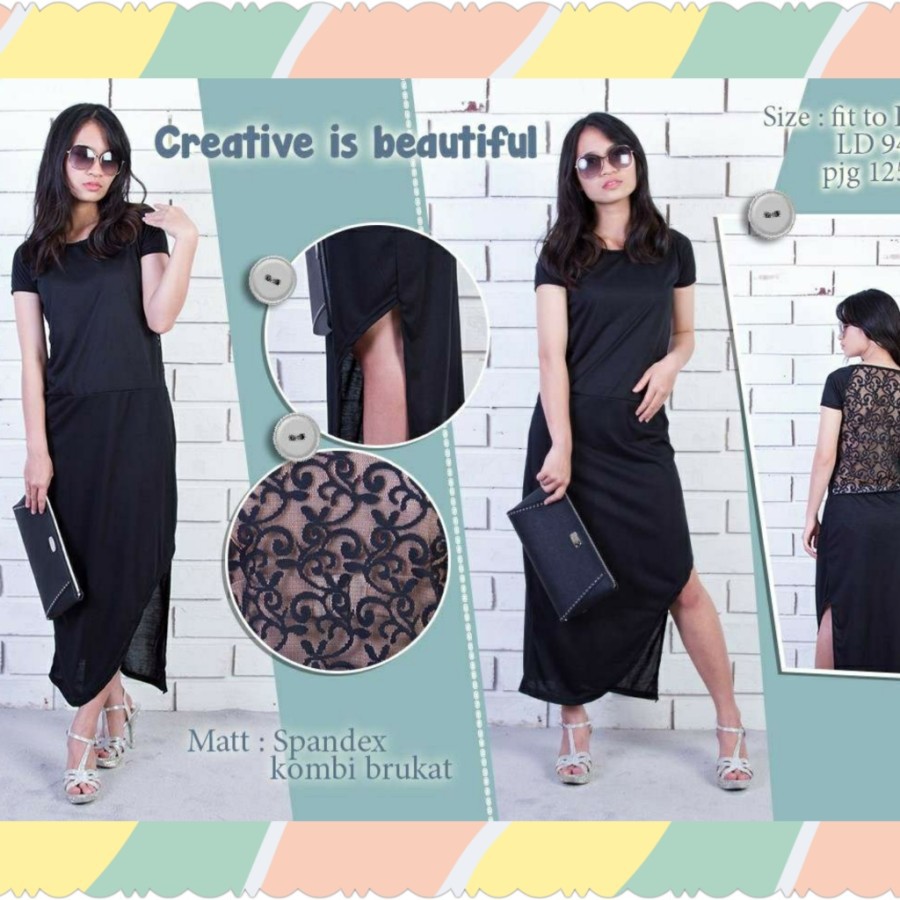 BAJU DRESS WANITA KOREA BAJU CASUAL DRES KAOS TERUSAN PEREMPUAN LACE BENECIA