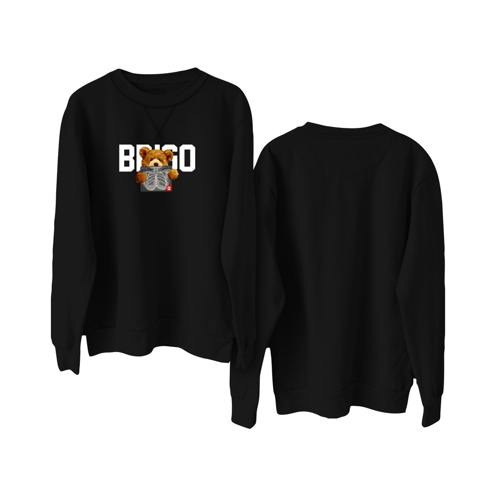 BRIGO Basic Sweatshirt BERUANG RONTGEN II Sweater Crewneck BRIGO Sablon DTF Fleece Cotton II SIZE M-XXL (Pria &amp; Wanita) Free stiker&amp;Gantungan Kunci