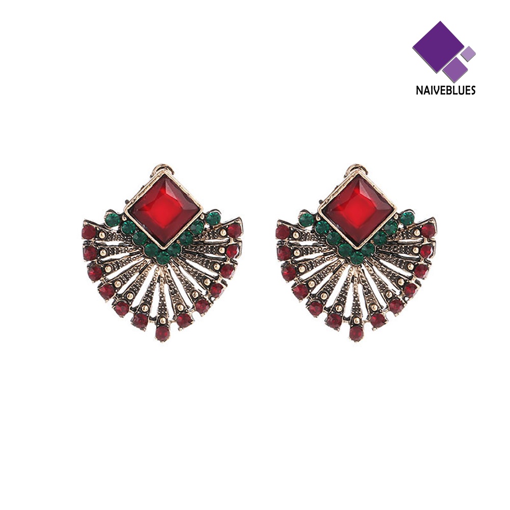 Anting Stud Berlian Imitasi Gaya Vintage Etnik Bohemian Untuk Wanita