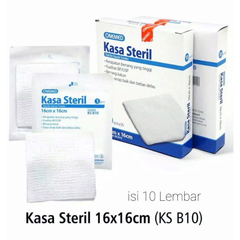 Kasa Sterile isi 10 Pouch | Kasa Onemed | Kasa Hansaplast | Gauze Swabs 16x16 isi 10 lembar / Kasa Pusar Bayi