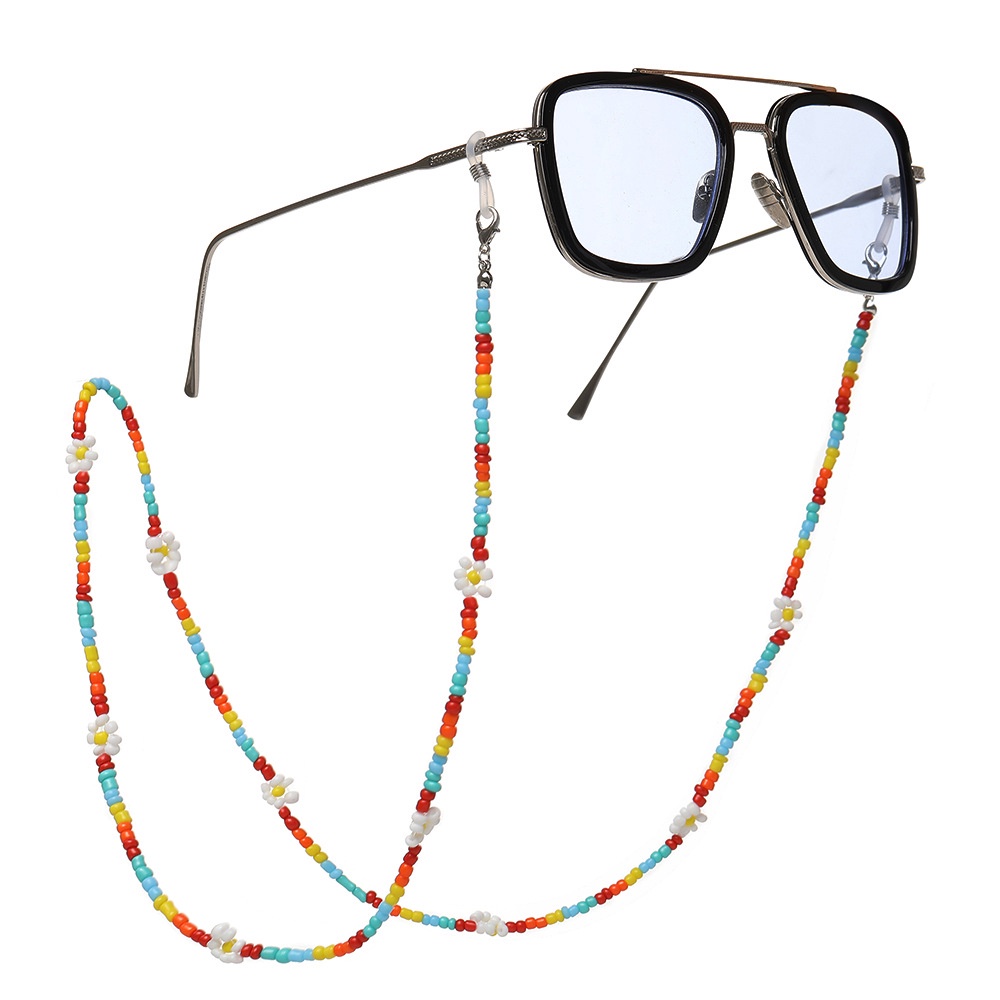 Fashion Rice Bead Mask Glasses Dual-use Lanyard Gold Anti-lost Earphone Mask Chain Glasses Chain Sweet Heart Jewelry