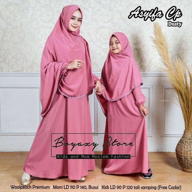 Asyifa Couple/ Gamis Dress Syari Wanita dan Anak Perempuan
