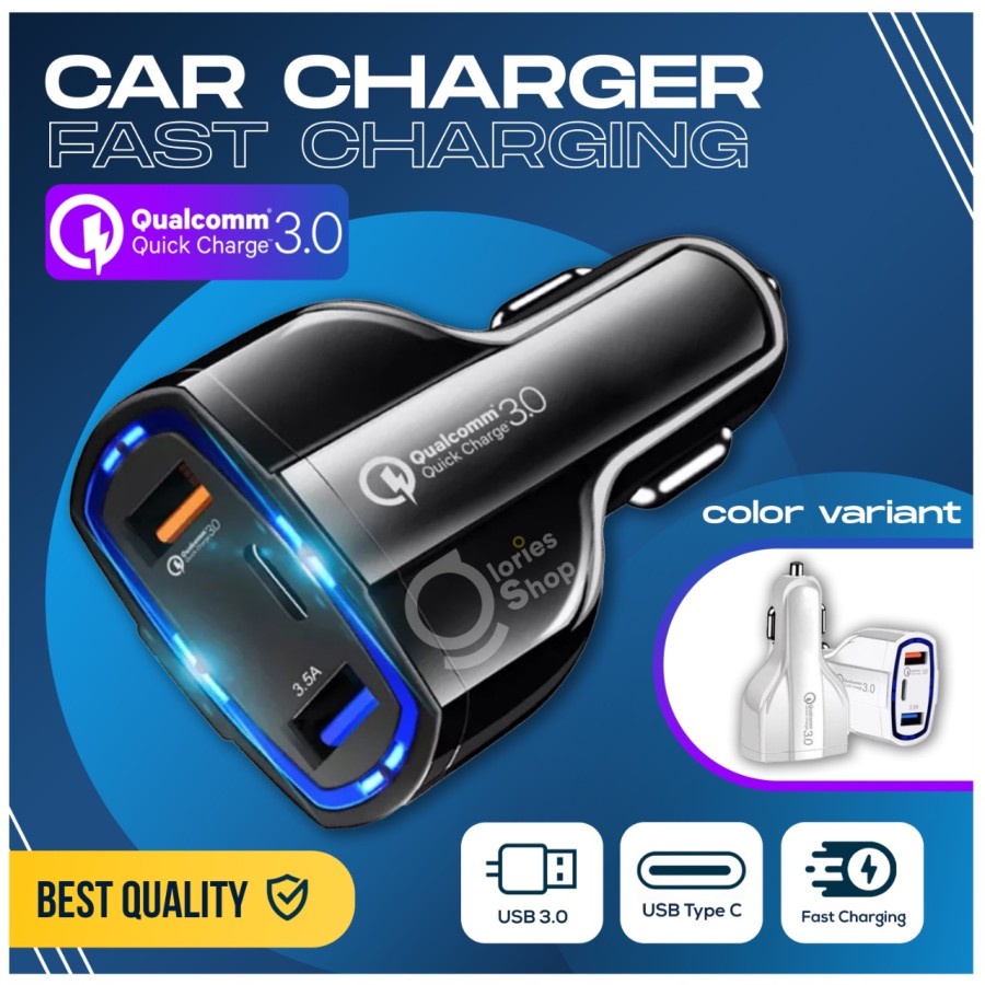 cas mobil type c 2 port USB 7A car charger suport fast charging Qualcomm quick charge 3.0 output 12volt