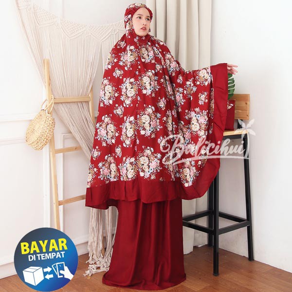 Balicihui Mukena Nadia Maroon 2 Mukena Bali Jumbo Mukena Bali Dewasa by Balicihui