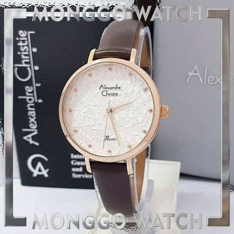 Jam Tangan Wanita Alexandre Christie AC 2728 Rosegold Brown