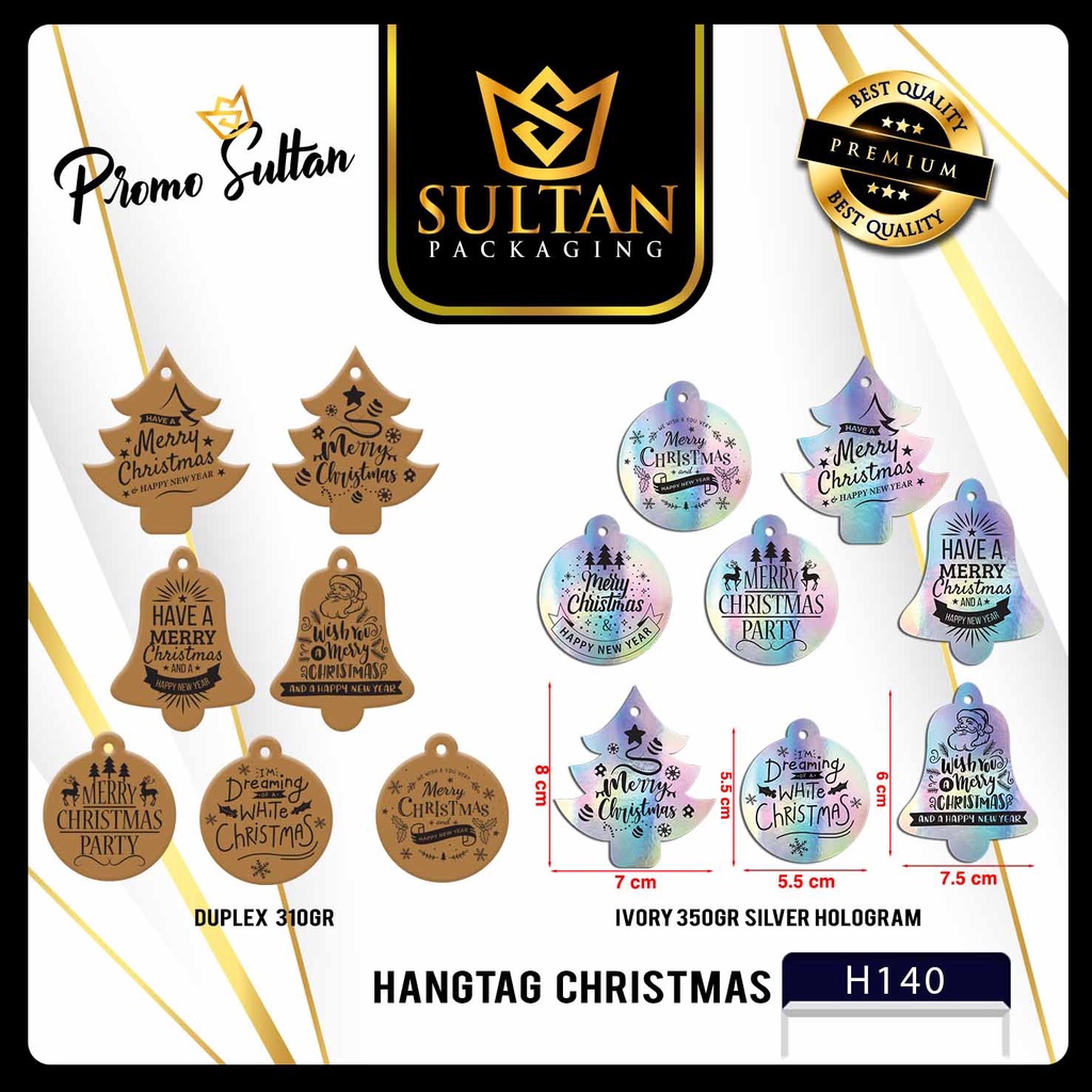 

Hangtag Natal|Merry Chritsmas|Hologram|Silver|Hiasan|Aksesoris|H140
