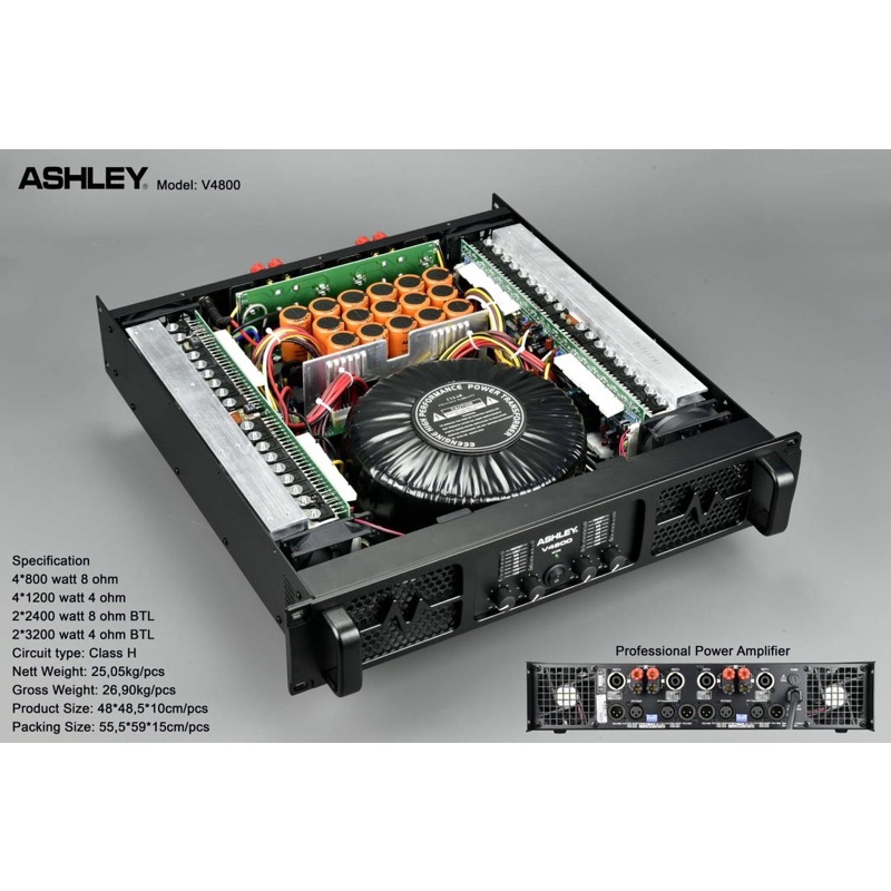 Power Ashley V4800 V-4800 4 Channel original power audio ashley v4800 4 channel