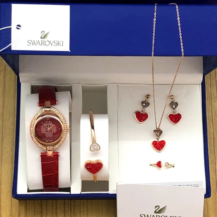 ELS046 Jam Tangan Wanita Love Gift Set Swarovski
