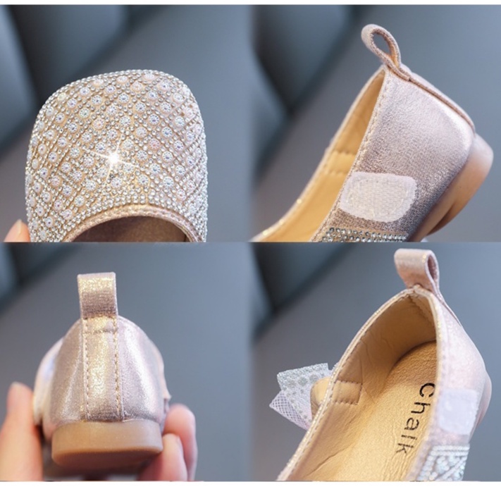 SH4-Sepatu Pesta Anak Perempuan Crystalis Pita Mutiara