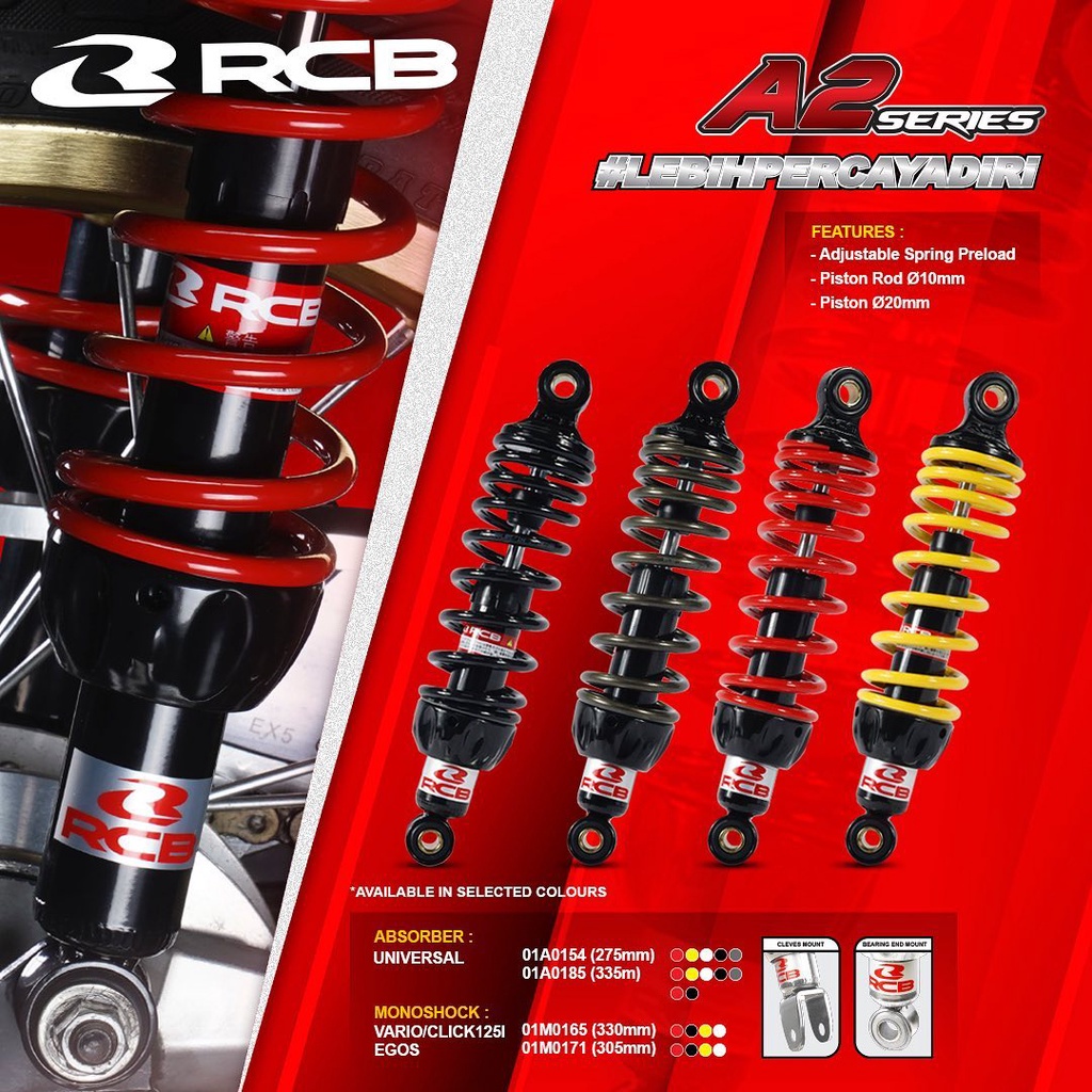 SHOCKBREAKER RCB A2 BLACK SERIES SHOCK RACING BOY MATIC MIO VARIO BEAT SCOOPY XEON FINO GENIO DLL 330 305 MM motor