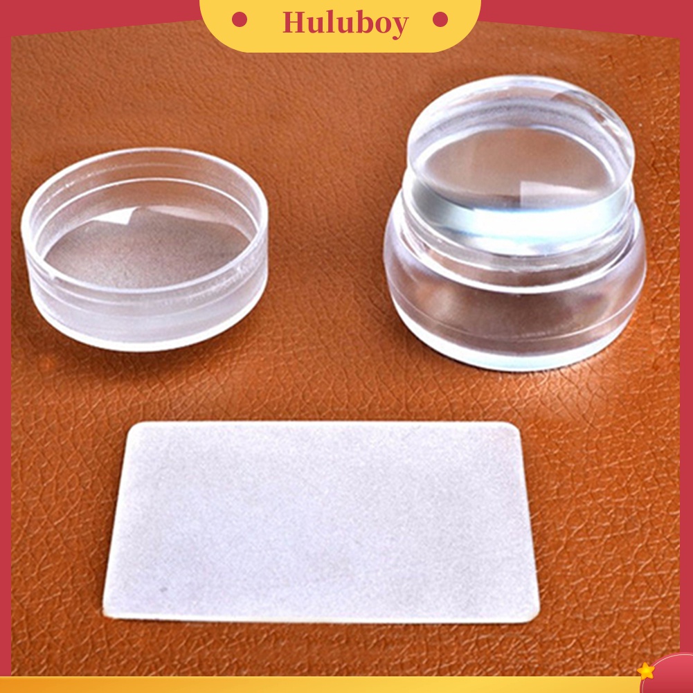 Huluboy Huluboy♡ Stempel Silikon Bening + Scraper Untuk Transfer Manicure DIY