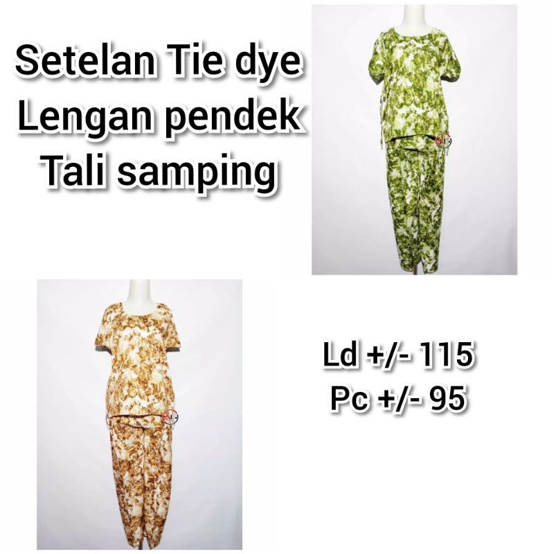 setelan lengan pendek tie dye