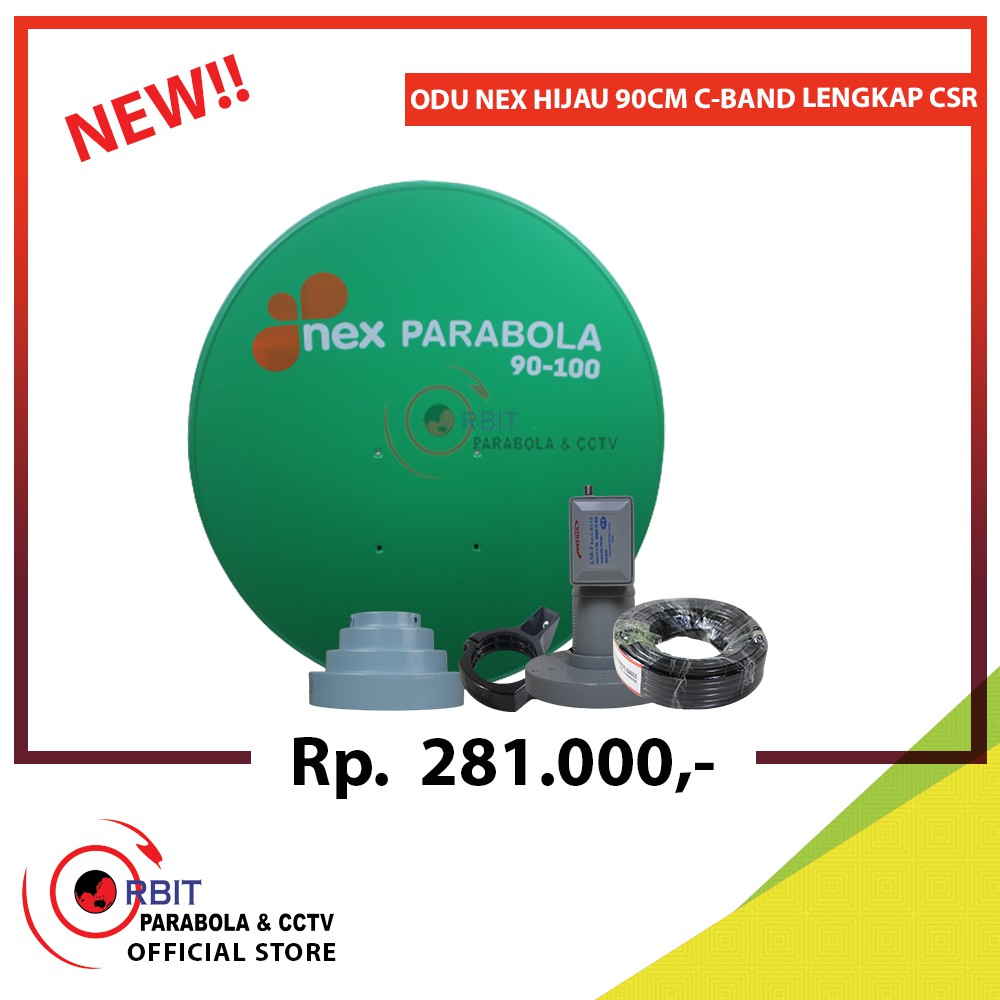 PAKET ODU NEX PARABOLA HIJAU 90-100CM + LNB MATRIX C-BAND + KABEL 15M + CSR + BRACKET CBAND