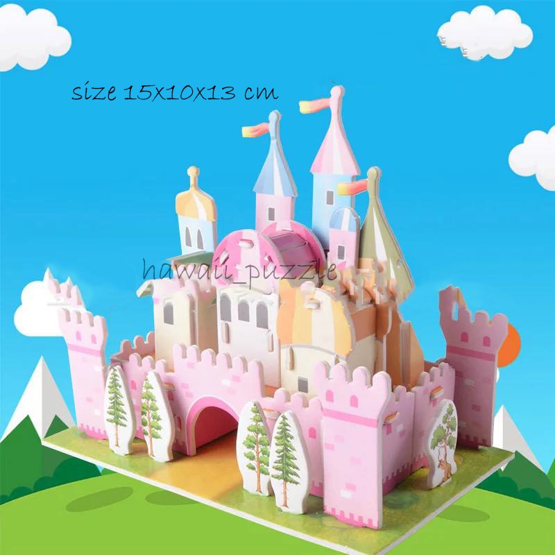 Puzzle 3D DIY bahan foam &amp; paper RAINBOW CASTLE mainan puzzle edukasi anak (kado,pajangan,dekorasi)