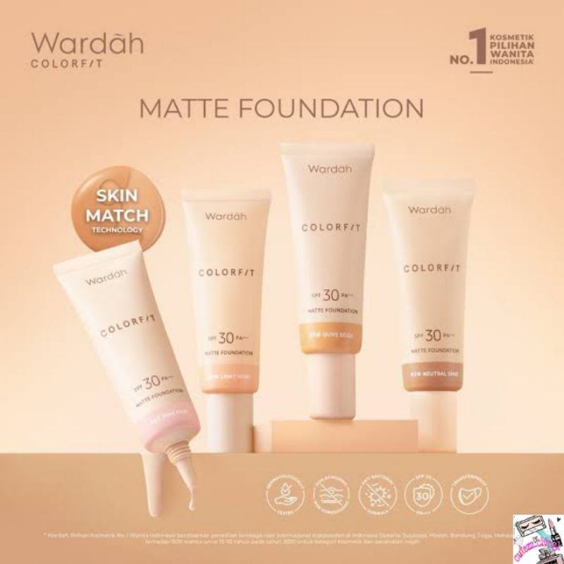 ☃️Cutezz_Ching1☃️Wardah Colorfit Matte Foundation SPF 30 PA+++ 25ml