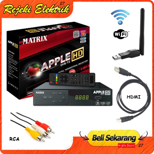 Set Top Box DVB-T2 Matrix Apple Merah - Penerima Siaran TV Digital