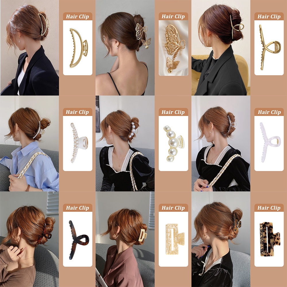 AY(CN) Jepit Rambut Bentuk Kupu-Kupu Aksen Kristal Dan Mutiara Bahan Resin Gaya Korea Untuk Wanita