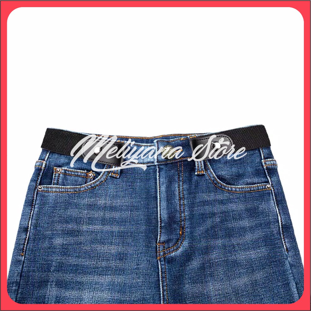 Men Simple Jean Pants Dresses Women Buckle Free Sabuk Elastis