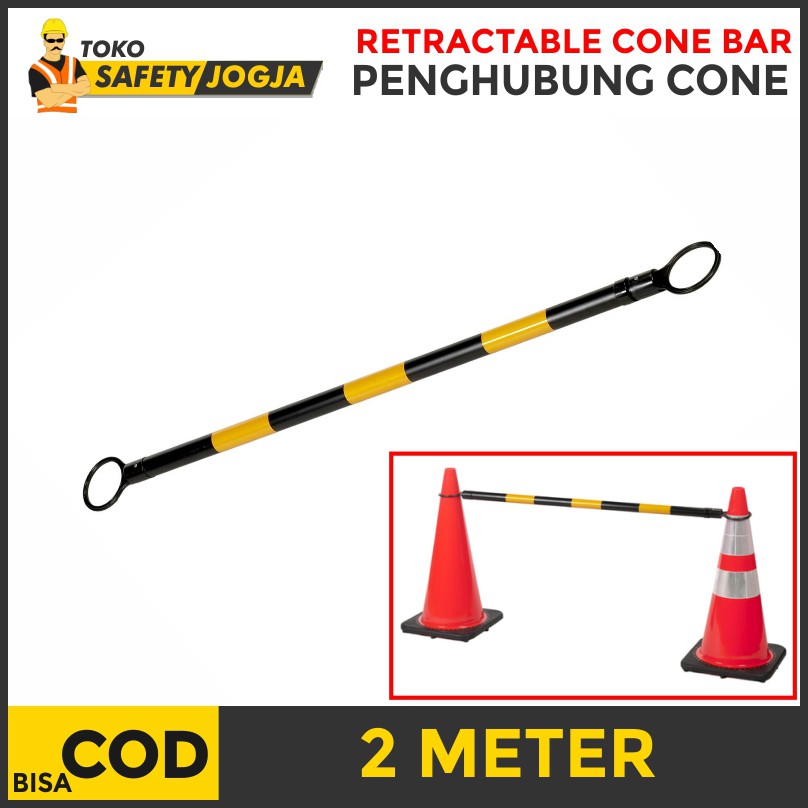 RETRACTABLE CONE BAR / STICK PENGHUBUNG TRAFFIC CONE PENGHALANG - HITAM KUNING