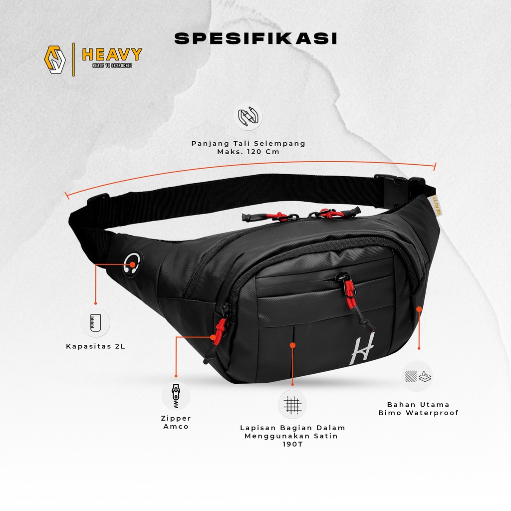 Tas Selempang Pria Waterproof Waistbag Heavy Original | Tas Pinggang