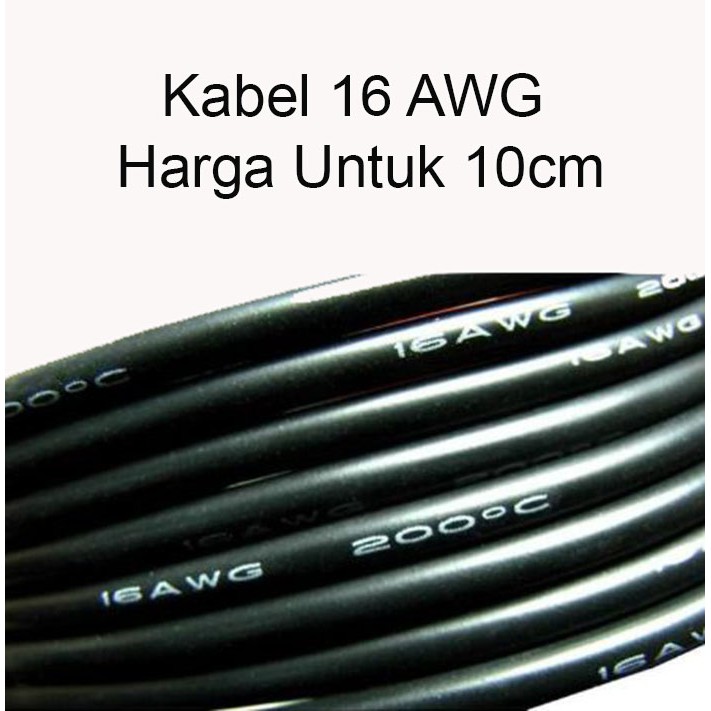 Kabel AWG 16 16AWG AWG16 Hitam (10cm)
