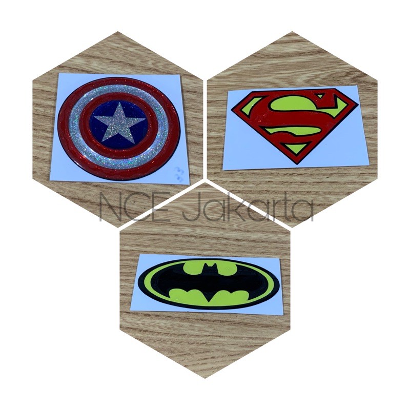 STIKER TIMBUL LOGO SUPERMAN BATMAN CAPTAIN AMERICA