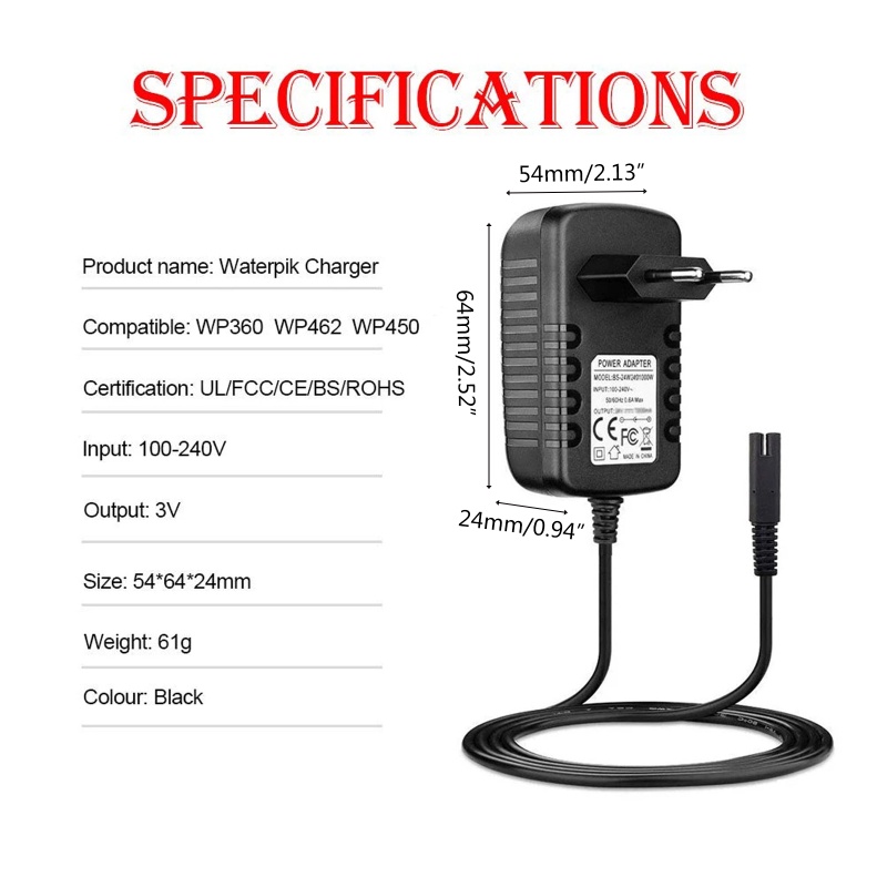 Charger Gro EU US Untuk WP360W WP360C WP440C WP440W WP450EC WP450W WP450C WP460W WP460C WP465W Kabel Listrik Dua Cabang Adapte