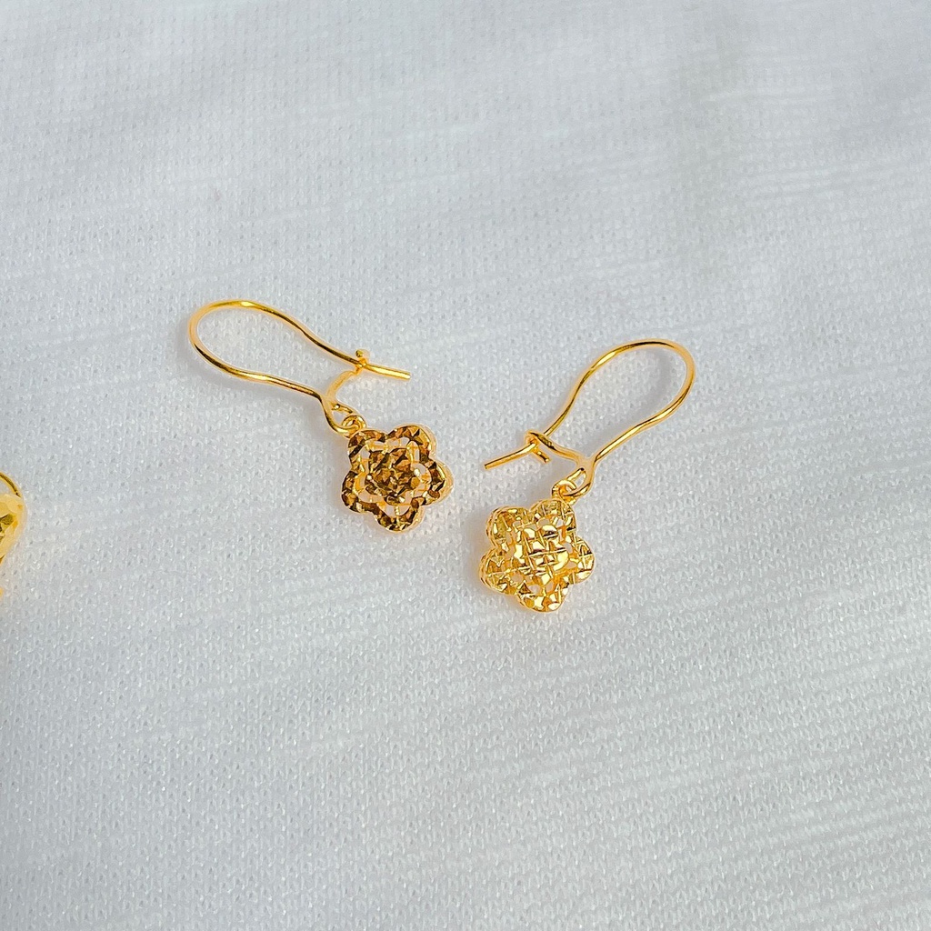 anting gantung anak dan dewasa emas asli kadar 700 70% 16k 22 gold merica bola permata kerawang bunga terbaru