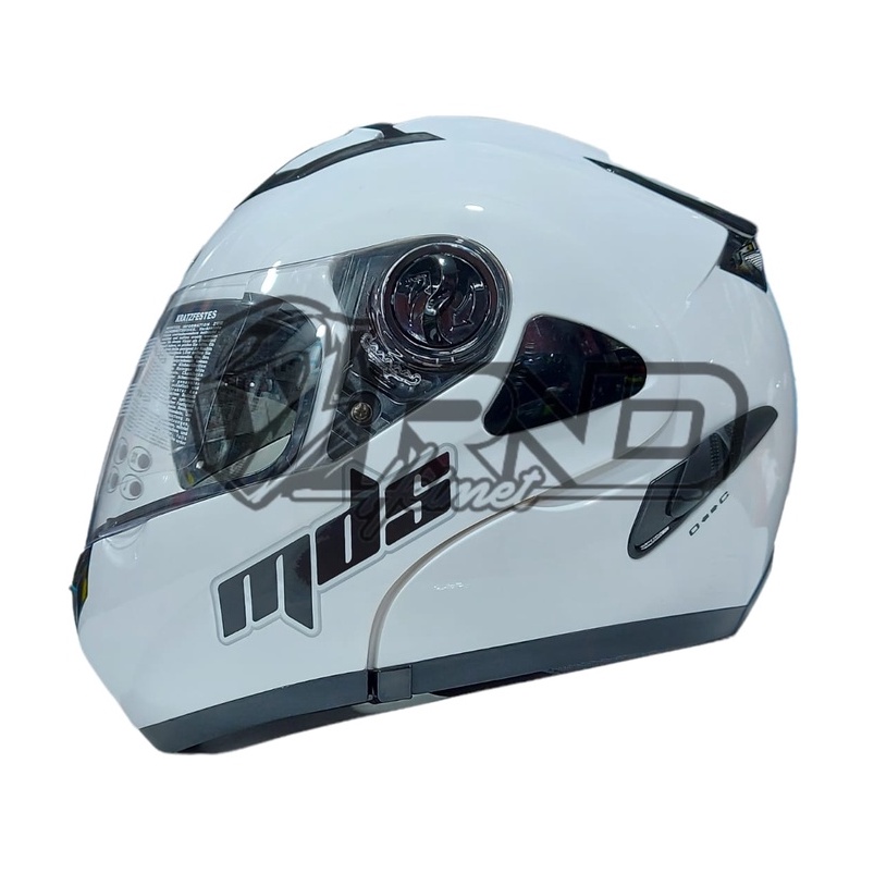 Jual Helm Mds Pro Rider Solid Putih Glossy Full Face Modular Shopee