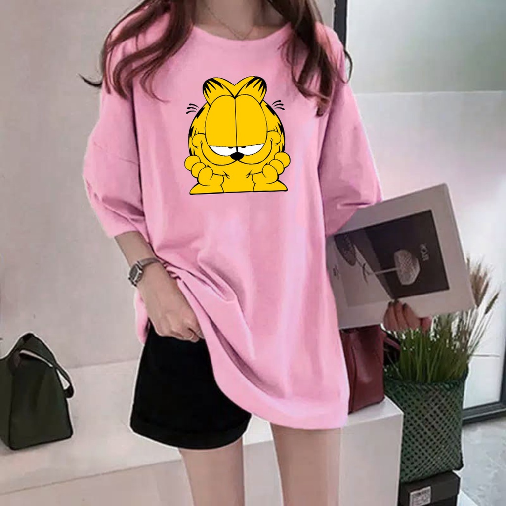 Kaos Wanita Korean Oversize GARFIELD Cat Jumbo SIze XXL LD 120