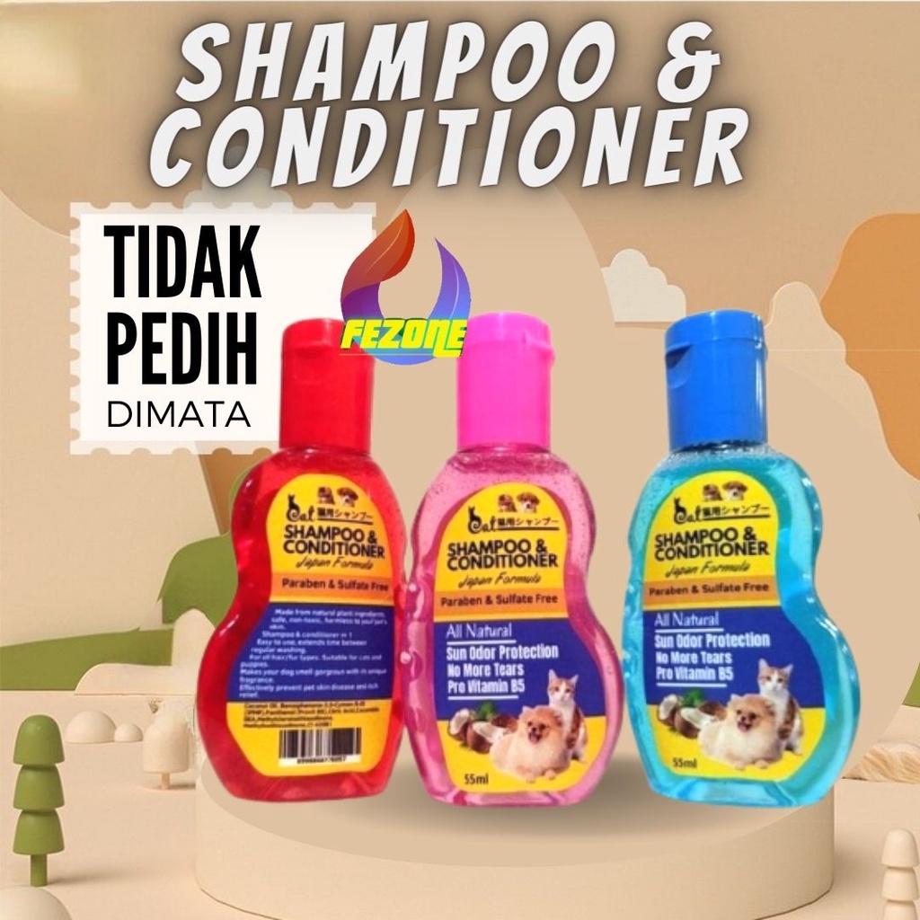 Shampo Anti Kutu dan Conditioner Kucing Anjing Kelinci Premium Wangi Harum Bulu LembutHarum Tahan Lama FEZONE