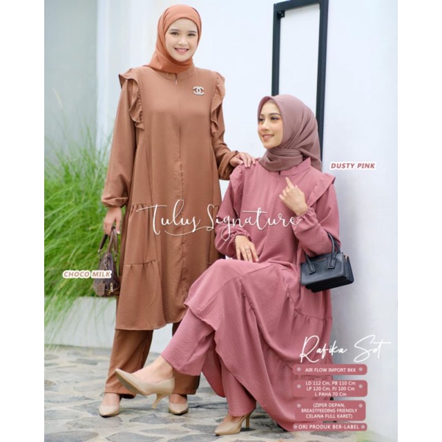 RAFIKA SET BY TULUS SIGNATURE / ONE SET WANITA MUSLIMAH / Setelan baju wanita airflow import