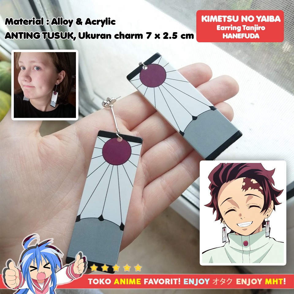 Anting Kamado Tanjiro Hanefuda Kimetsu no Yaiba Demon Slayer Cosplay